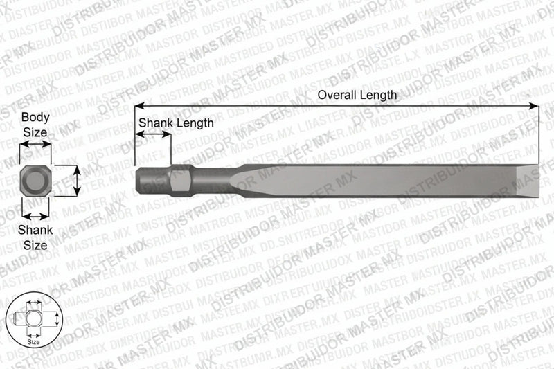 Ajax Tools 385-18 — Cincel Liso (Blank) 18" Vástago Master Power