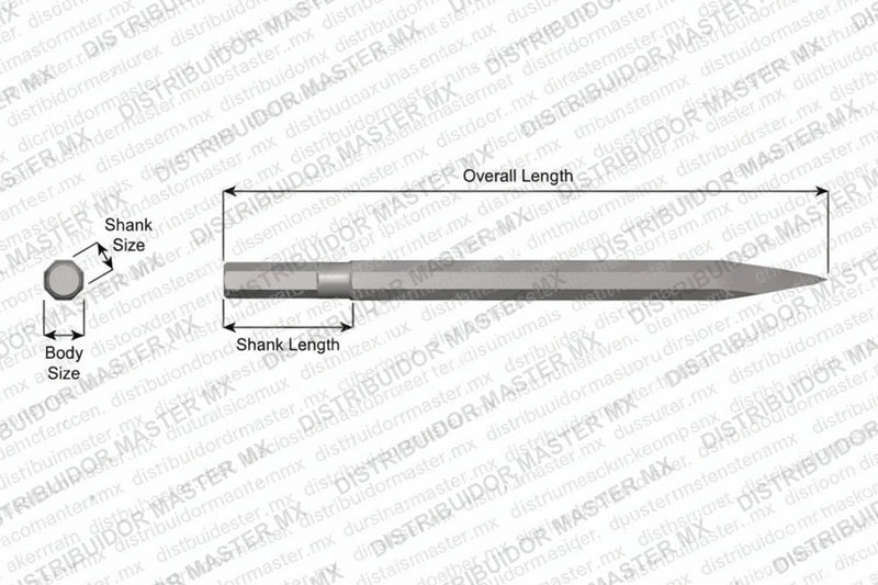 Ajax Tools 96 — Punta Moil Sin Collar .580" Hex 7/8" x 9"