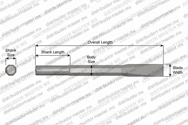 Ajax Tools 11-12 — Cincel Plano Sin Collar .680" Redondo 3/4" x 12"