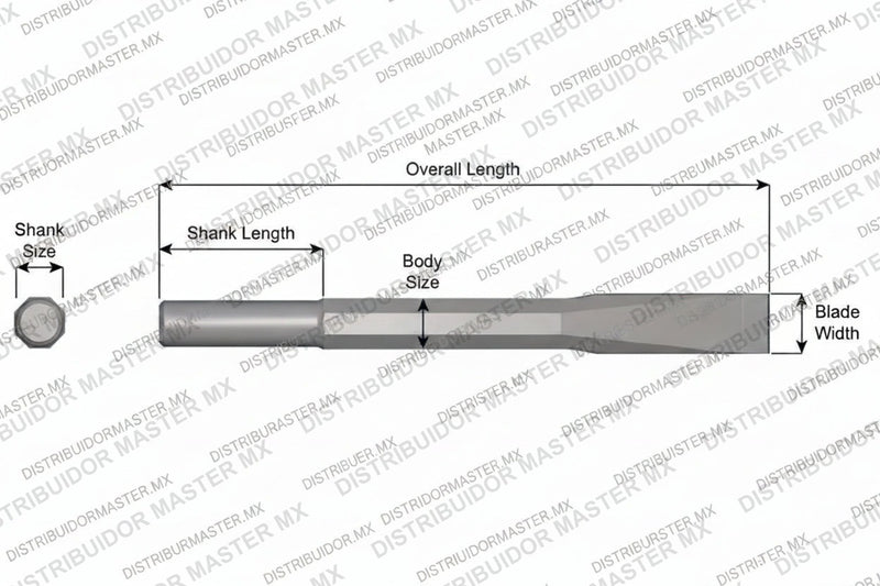 Ajax Tools 11-36 — Cincel Plano Sin Collar .680" Redondo 3/4" x 36"