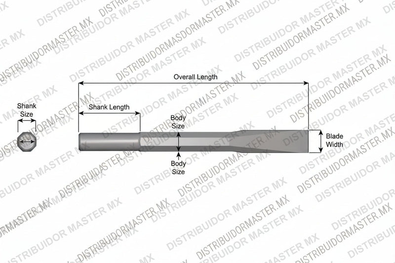 Ajax Tools 11-48 — Cincel Plano Sin Collar .680" Redondo 3/4" x 48"