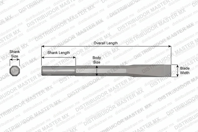 Ajax Tools 11-72 — Cincel Plano Sin Collar .680" Redondo 3/4" x 72"