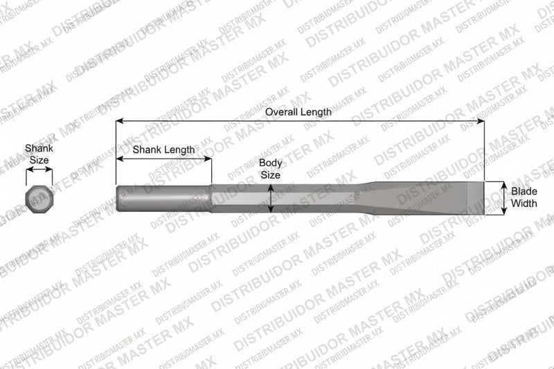 Ajax Tools 11-60 — Cincel Plano Sin Collar .680" Redondo 3/4" x 60"