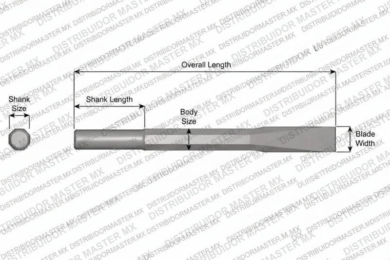 Ajax Tools 13 — Cincel Plano Sin Collar, Vástago Redondo .680", Hoja 1", 9" (229 mm)