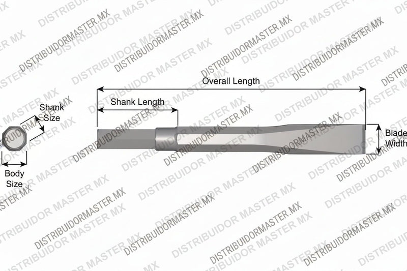 Ajax Tools 14 — Cincel Plano Sin Collar, Vástago Hex .580", Hoja 1", 9" (229 mm)