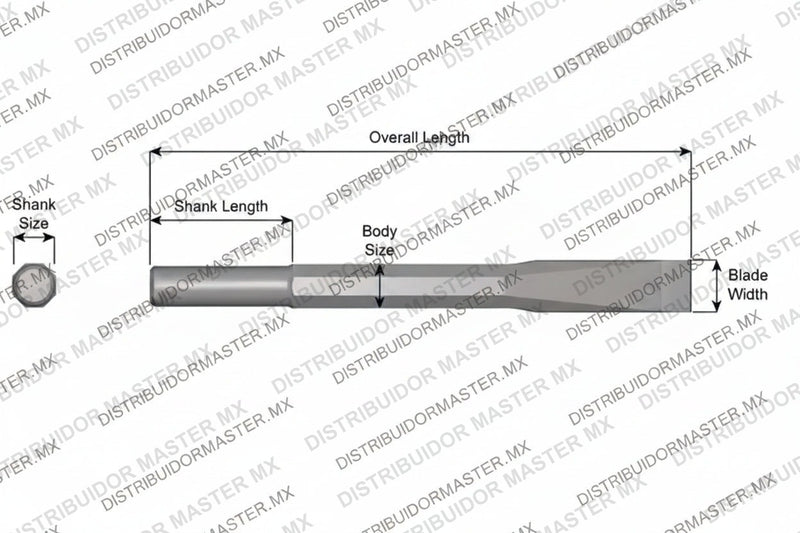 Ajax Tools 13-18 — Cincel Plano Sin Collar, Vástago Redondo .680", Hoja 1", 18" (457 mm)