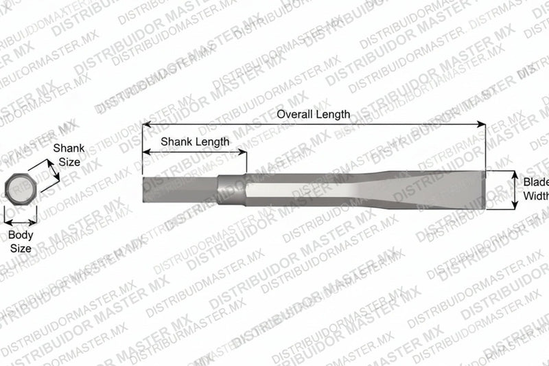 Ajax Tools 14-18 — Cincel Plano Sin Collar, Vástago Hex .580", Hoja 1", 18" (457 mm)