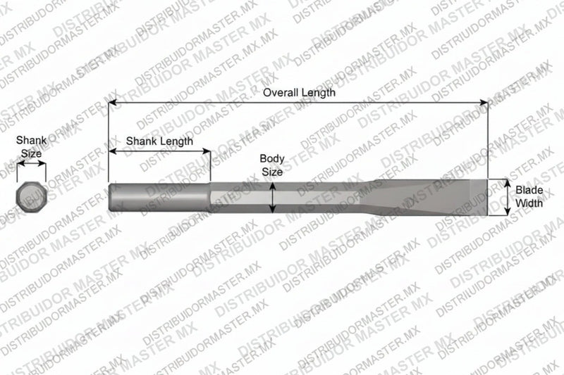 Ajax Tools 13-24 — Cincel Plano Sin Collar, Vástago Redondo .680", Hoja 1", 24" (610 mm)