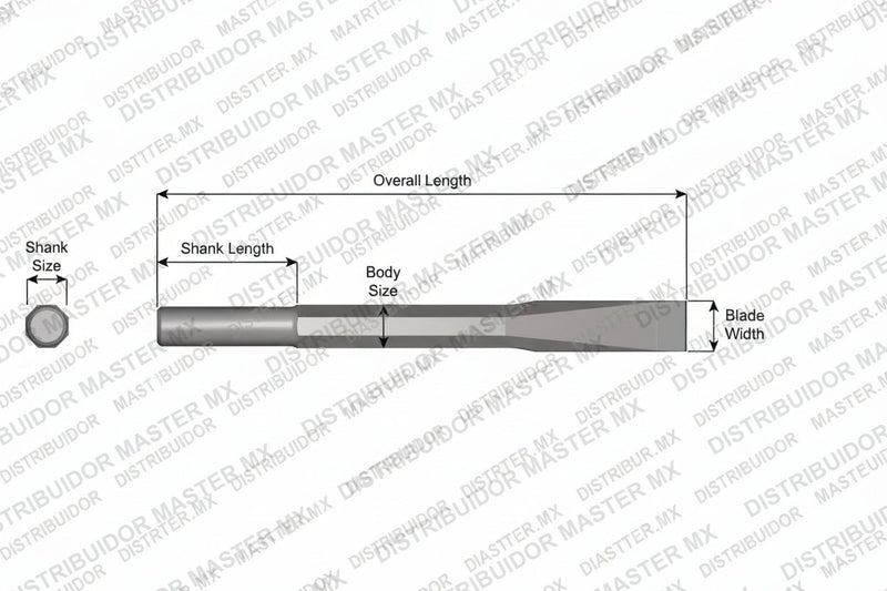 Ajax Tools 13-36 — Cincel Plano Sin Collar, Vástago Redondo .680", Hoja 1", 36" (914 mm)