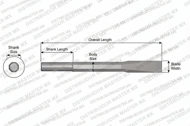 Ajax Tools 13-48 — Cincel Plano Sin Collar, Vástago Redondo .680", Hoja 1", 48" (1219 mm)