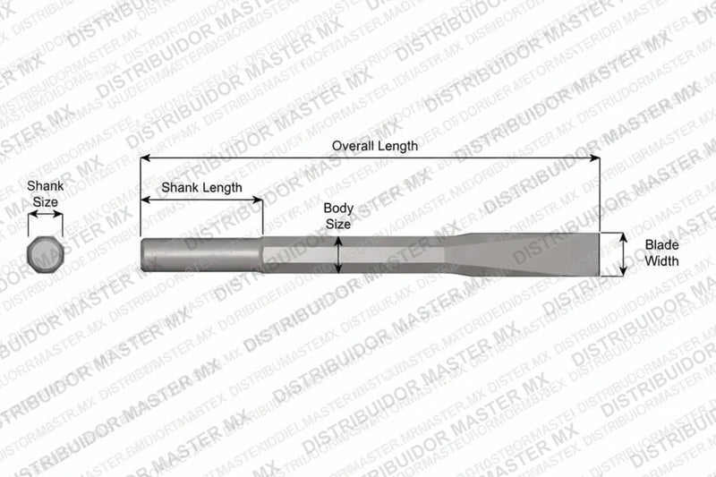 Ajax Tools 13-60 — Cincel Plano Sin Collar, Vástago Redondo .680", Hoja 1", 60" (1524 mm)