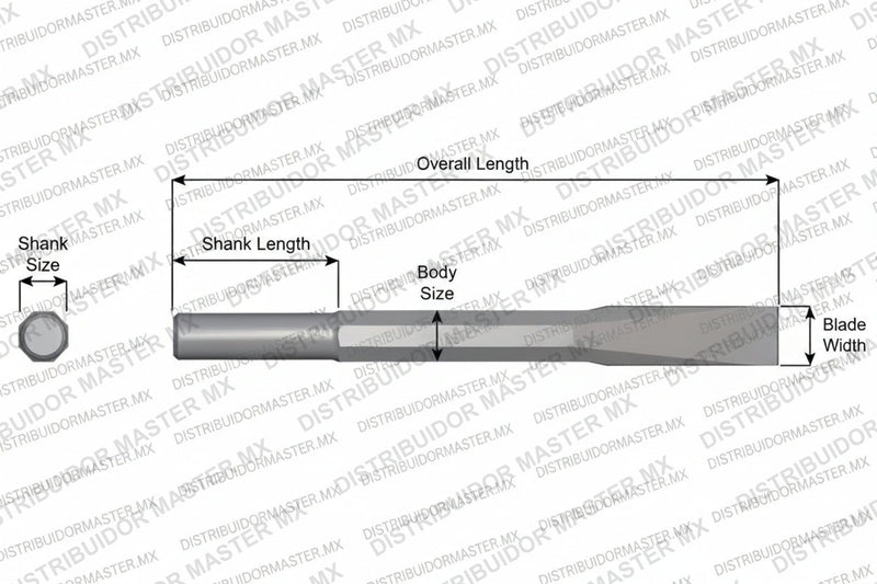 Ajax Tools 13-72 — Cincel Plano Sin Collar, Vástago Redondo .680", Hoja 1", 72" (1829 mm)