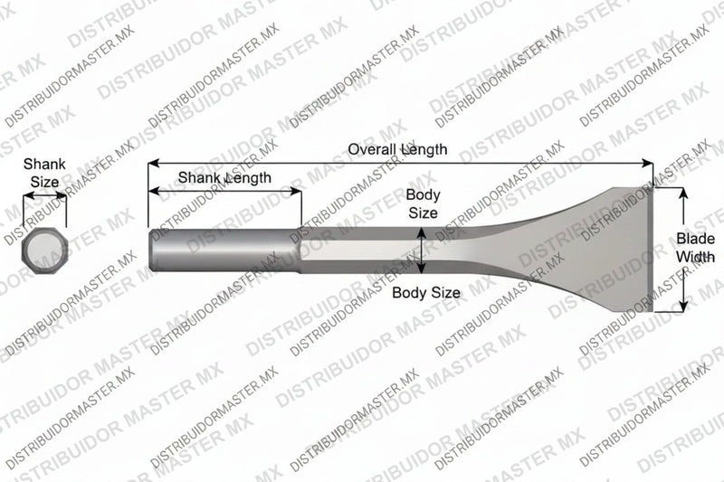 Ajax Tools 25-18 — Cincel Descascarador Sin Collar, Vástago Redondo .680", Hoja 2", 18" (457 mm)