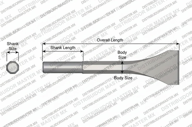 Ajax Tools 25-12 — Cincel Descascarador Sin Collar, Vástago Redondo .680", Hoja 2", 12" (305 mm)