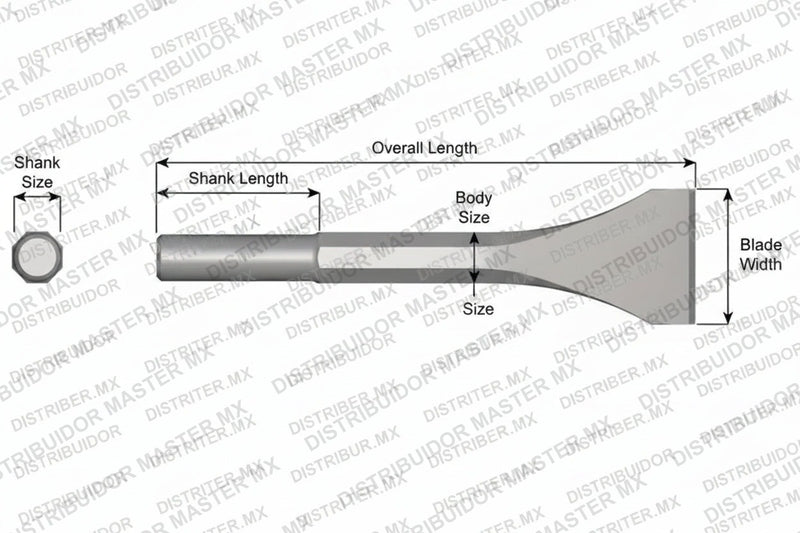 Ajax Tools 27 — Cincel Descascarador Sin Collar, Vástago Redondo .680", Hoja 2", 9" (229 mm)