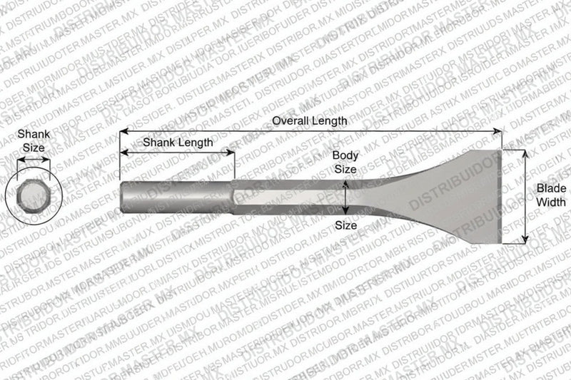 Ajax Tools 27-18 — Cincel Descascarador Sin Collar, Vástago Redondo .680", Hoja 2", 18" (457 mm)
