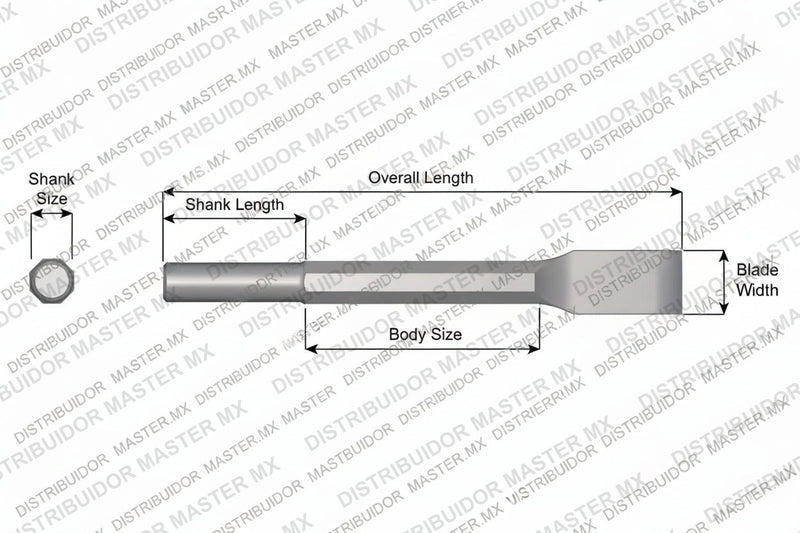 Ajax Tools 37 — Hoja Delgada Plana Sin Collar, Vástago Redondo .680", Hoja 1-1/8", 9" (229 mm)