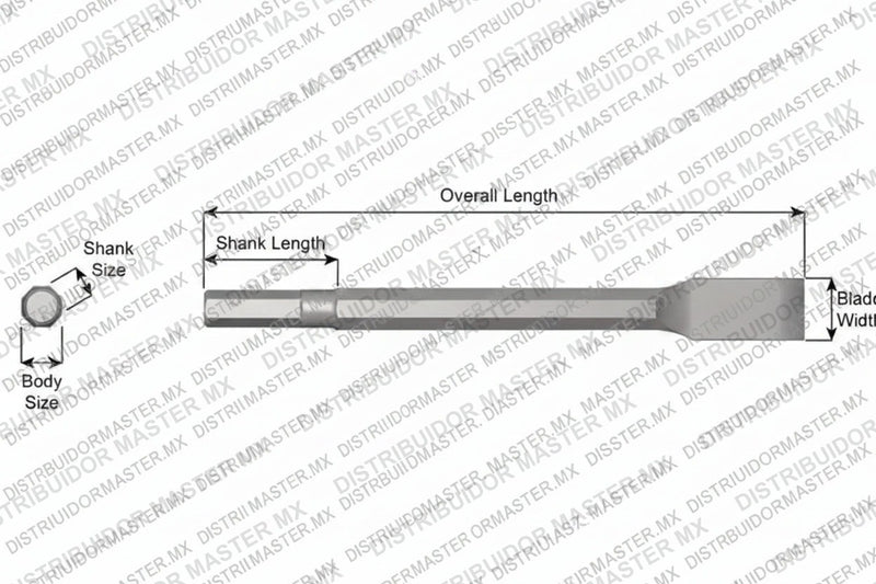 Ajax Tools 40 — Hoja Delgada Plana Sin Collar, Vástago Hex .580", Hoja 1-1/8", 9" (229 mm)