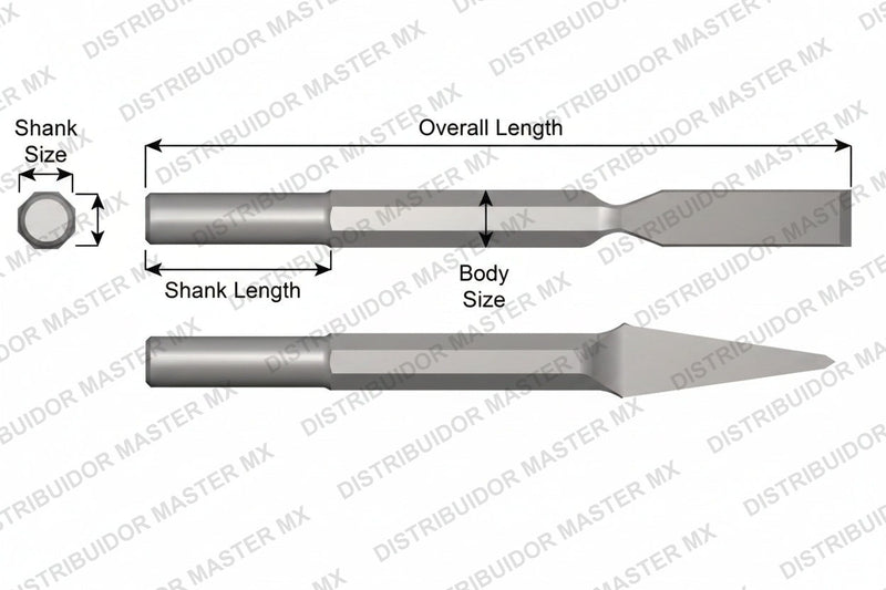 Ajax Tools 21 — Cincel de Capa Sin Collar, Vástago Redondo .680", Hoja 7/16", 9" (229 mm)