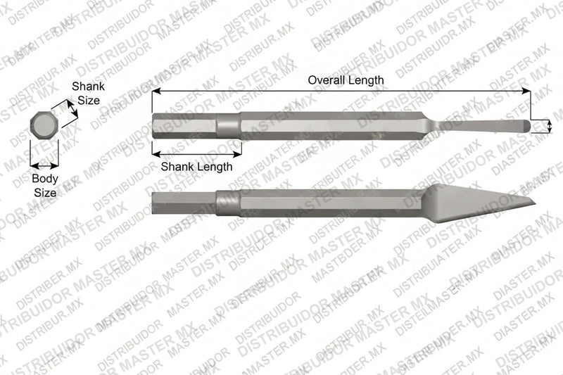 Ajax Tools 32 — Cincel Nariz Redonda Sin Collar, Vástago Hex .580", Punta 3/8", 9" (229 mm)