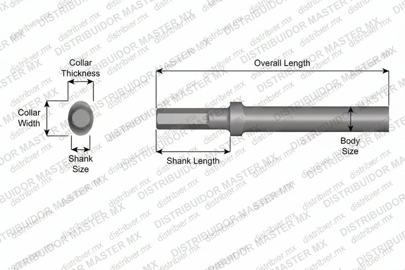Ajax Tools 302 — Blank Redondo Collar Oval, Vástago Hex .580", Diám. 13/16", 8-1/4" (210 mm)