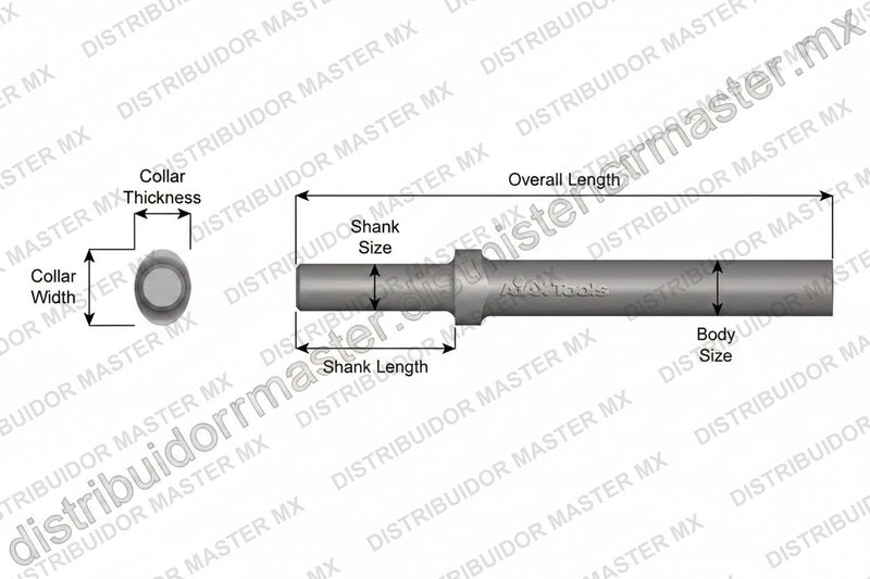 Ajax Tools 302-18 — Blank Redondo Collar Oval, Vástago Hex .580", Diám. 13/16", 18" (457 mm)