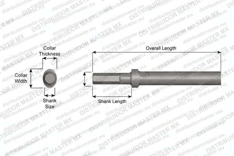 Ajax Tools 302-12 — Blank Redondo Collar Oval, Vástago Hex .580", Diám. 13/16", 11-1/4" (286 mm)