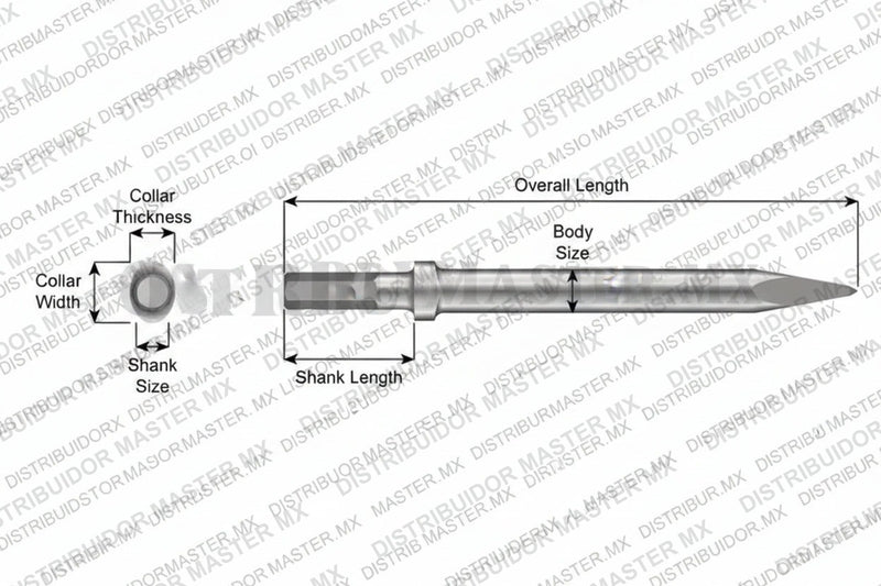 Ajax Tools 316-18 — Punta Moil Collar Oval, Vástago Hex .580", 18" (457 mm)