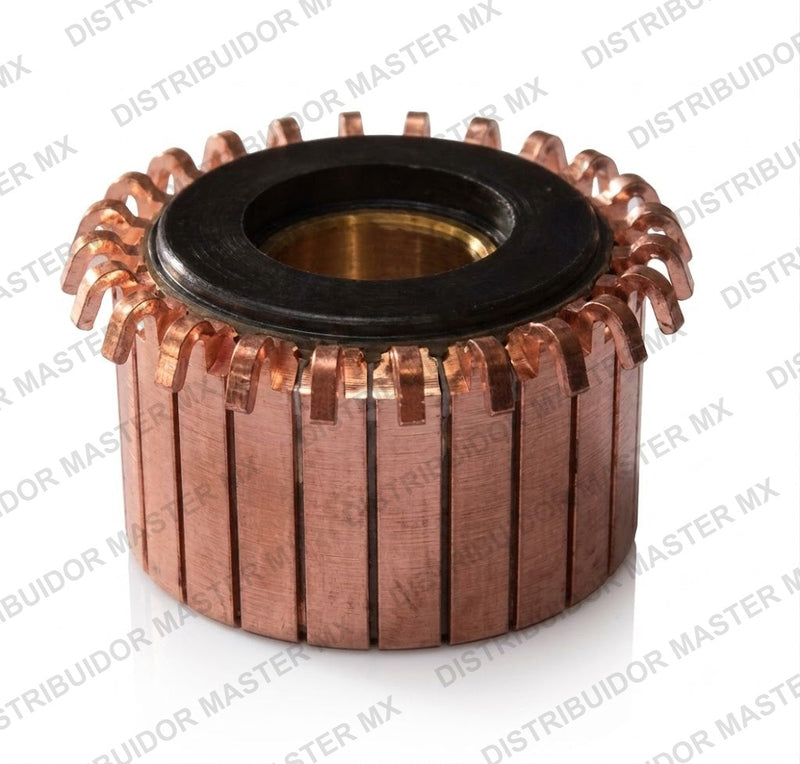 Colector de Cobre para Inducido de Motor Eléctrico COL 9, 28 Delgas: Alt. 1 1/4" Ext. 1 1/2" Int. 5/8" (Cobre Electrolítico)