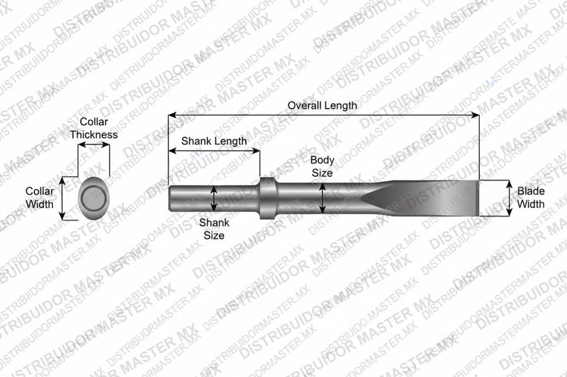 Ajax Tools 303 — Cincel Plano Collar Oval, Vástago Redondo .680", Hoja 1", 9" (229 mm)