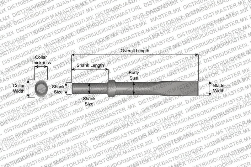 Ajax Tools 303-18 — Cincel Plano Collar Oval, Vástago Redondo .680", Hoja 1", 18" (457 mm)