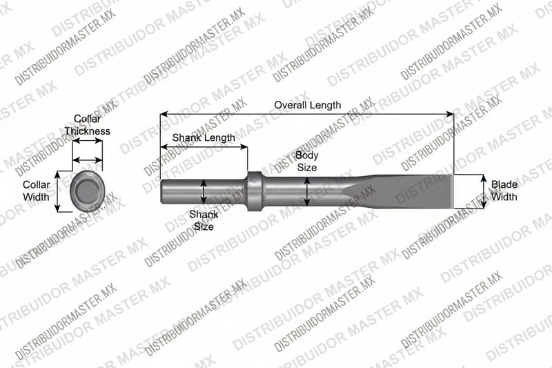 Ajax Tools 304-24 — Cincel Plano Collar Oval, Vástago Hex .580", Hoja 1", 24" (610 mm)
