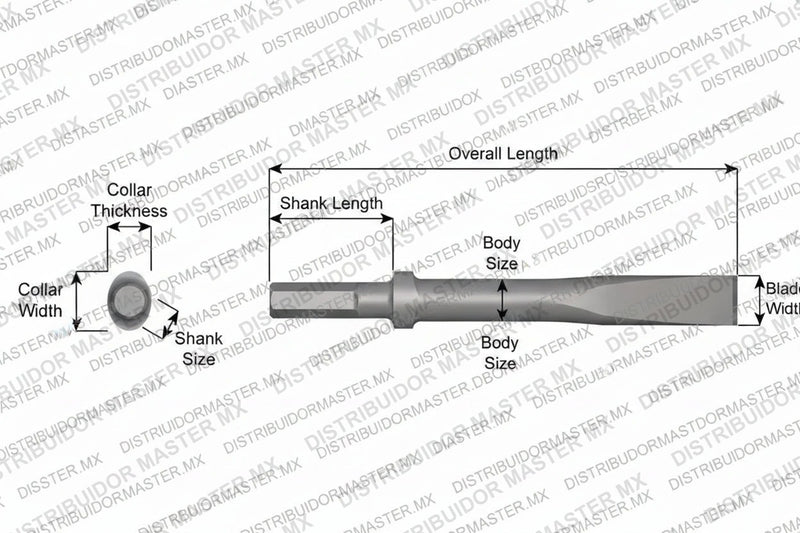 Ajax Tools 304-36 — Cincel Plano Collar Oval, Vástago Hex .580", Hoja 1", 36" (914 mm)