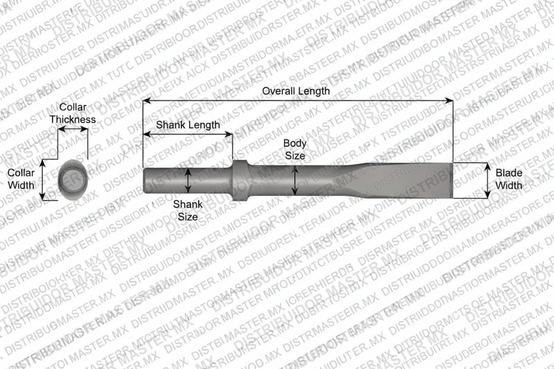 Ajax Tools 303-60 — Cincel Plano Collar Oval, Vástago Redondo .680", Hoja 1", 60" (1524 mm)