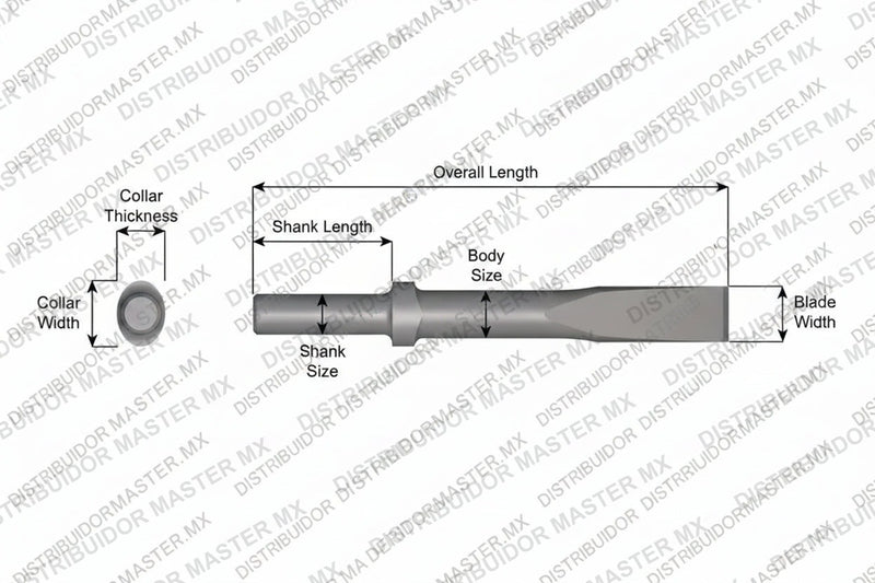 Ajax Tools 303-72 — Cincel Plano Collar Oval, Vástago Redondo .680", Hoja 1", 72" (1829 mm)