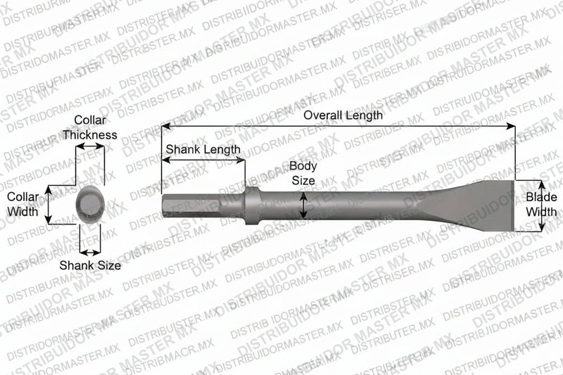 Ajax Tools 326-18 — Cincel Descascarador 1-1/2" Collar Oval, Vástago Hex .580", Hoja 1-1/2", 18" (457 mm)