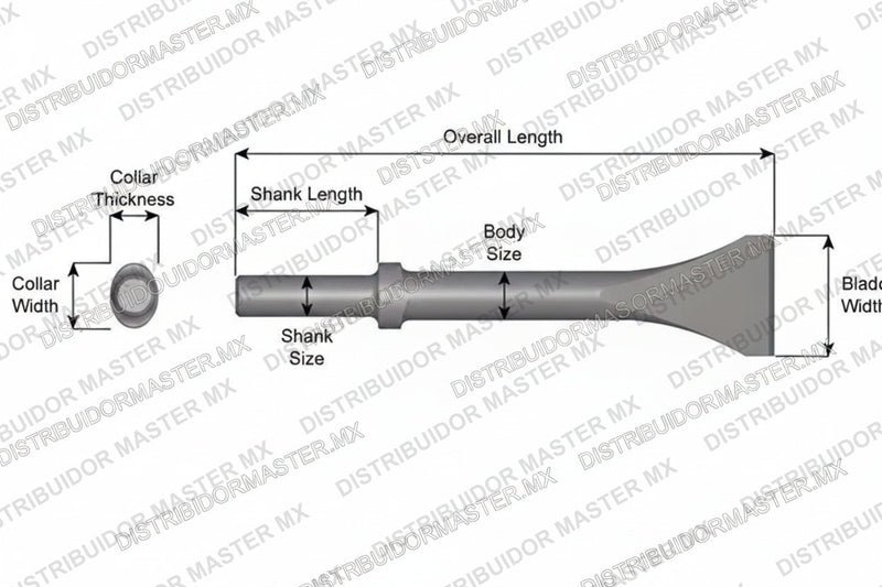 Ajax Tools 323-48 — Cincel Descascarador 2" Collar Oval, Vástago Redondo .680", Hoja 2", 48" (1219 mm)