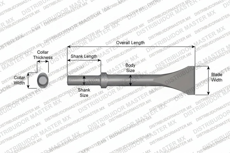 Ajax Tools 323-3 — Cincel Descascarador 3" Collar Oval, Vástago Redondo .680", Hoja 3", 9" (229 mm)