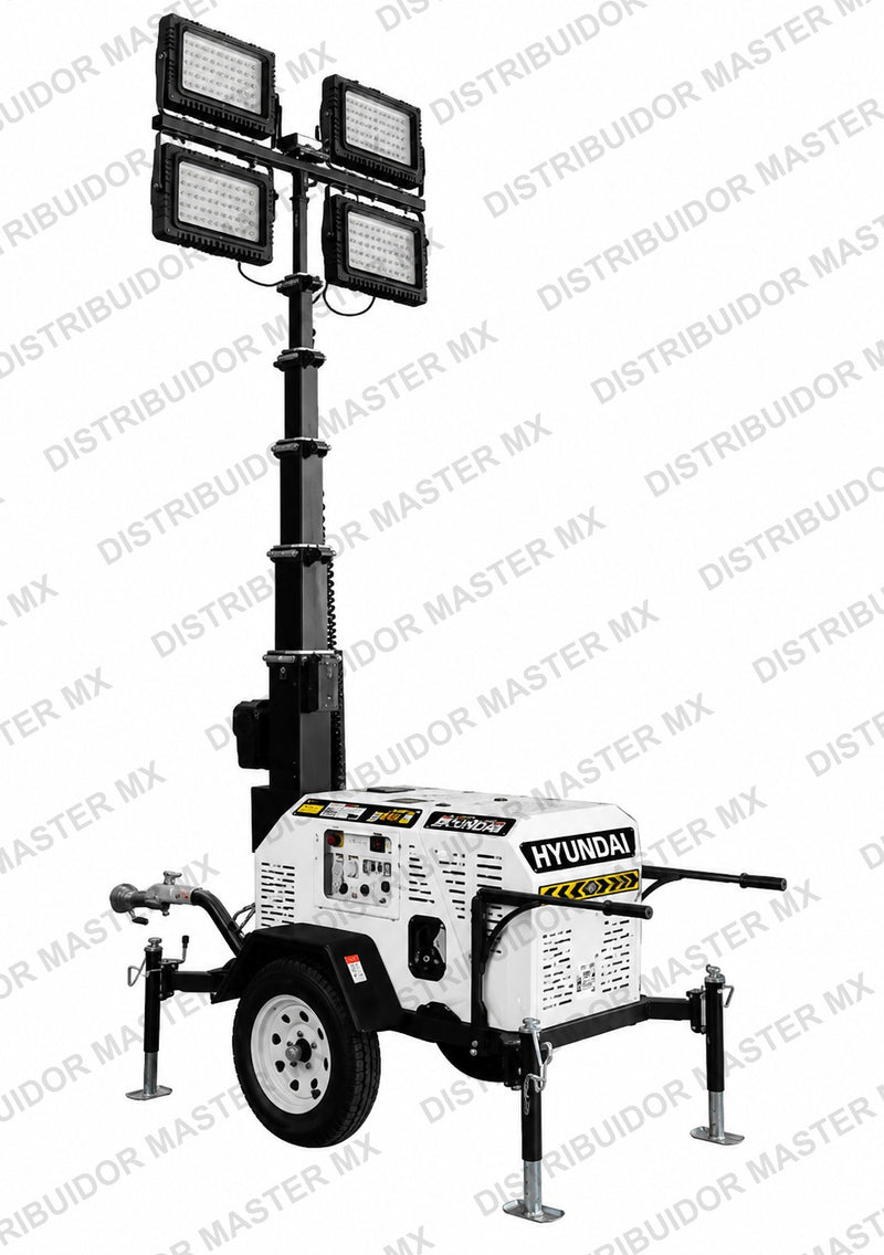 Torre de Iluminación LED | 4 x 400 W | Mástil Telescópico 7 m | Diésel 10 h de Autonomía | TITAN70