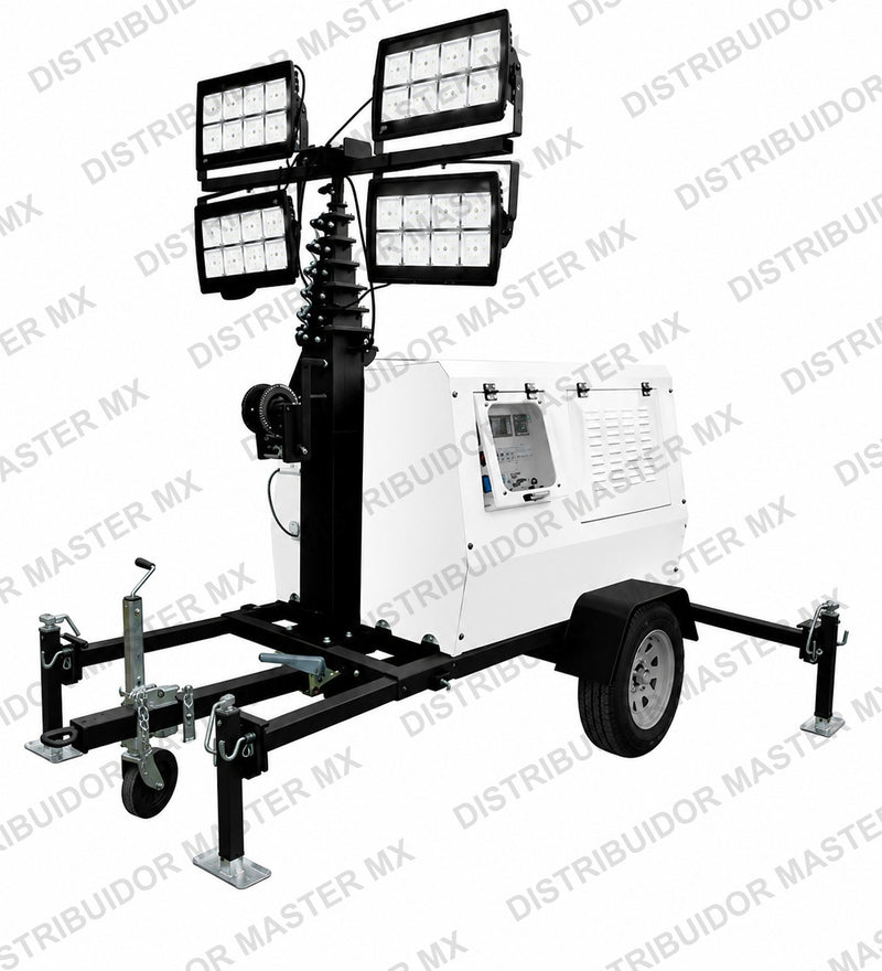 Torre de Iluminación LED | 4 x 400 W | Mástil 9 m | Motor Kubota | Cobertura 3,200 m² | TITAN100K