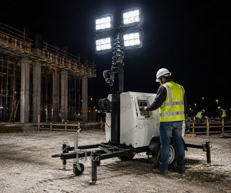 Torre de Iluminación LED | 4 x 400 W | Mástil 9 m | Motor Kubota | Cobertura 3,200 m² | TITAN100K
