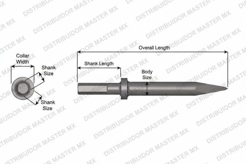 Ajax Tools 412-18 — Punta Moil Collar Redondo, Vástago .580" Hex, 18" (457 mm)