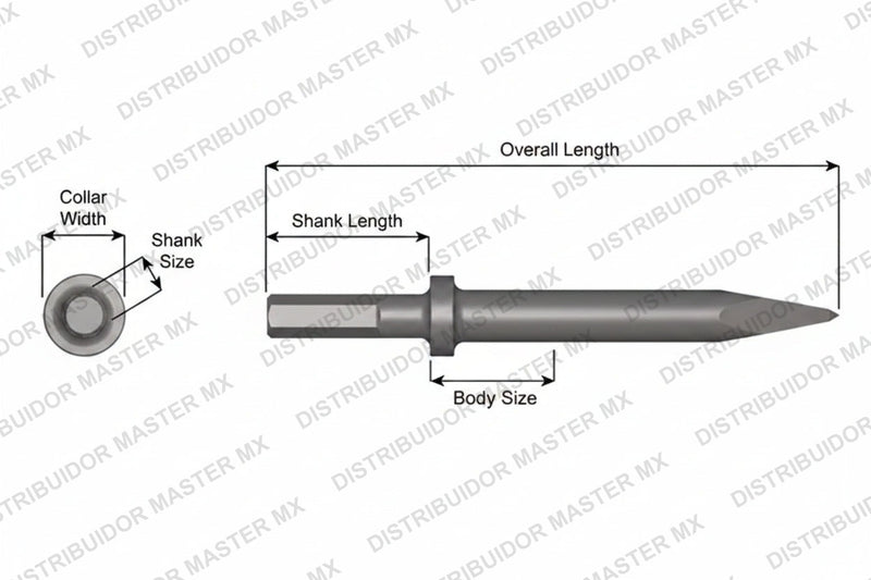 Ajax Tools 412-24 — Punta Moil Collar Redondo, Vástago .580" Hex, 24" (610 mm)