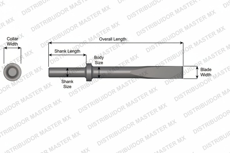 Ajax Tools 407 — Cincel Plano 1" Collar Redondo, Vástago .680" Redondo, 12" (305 mm)
