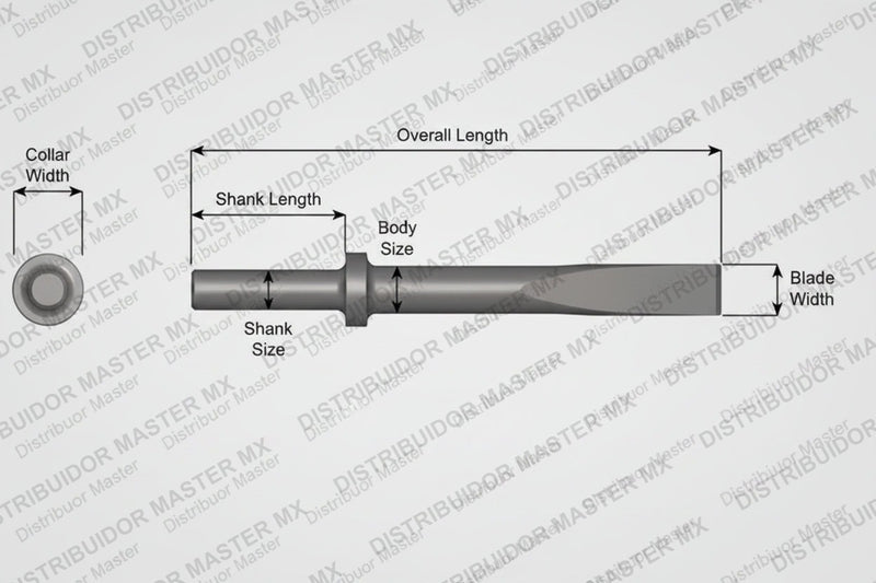 Ajax Tools 407-36 — Cincel Plano 1" Collar Redondo, Vástago .680" Redondo, 36" (914 mm)