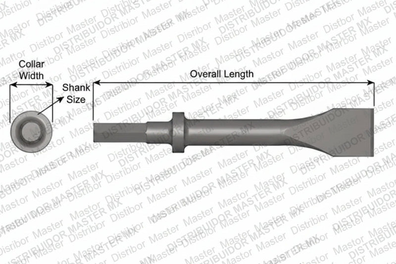 Ajax Tools 426-12 — Cincel Descascarador 1-1/2" Collar Redondo, Vástago .580" Hex, 12" (305 mm)