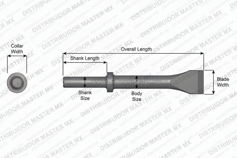 Ajax Tools 425-18 — Cincel Descascarador 1-1/2" Collar Redondo, Vástago .680" Redondo, 18" (457 mm)