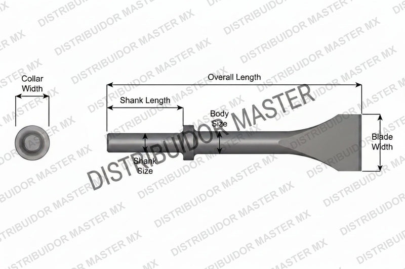 Ajax Tools 423-18 — Cincel Descascarador 2" Collar Redondo, Vástago .680" Redondo, 18" (457 mm)
