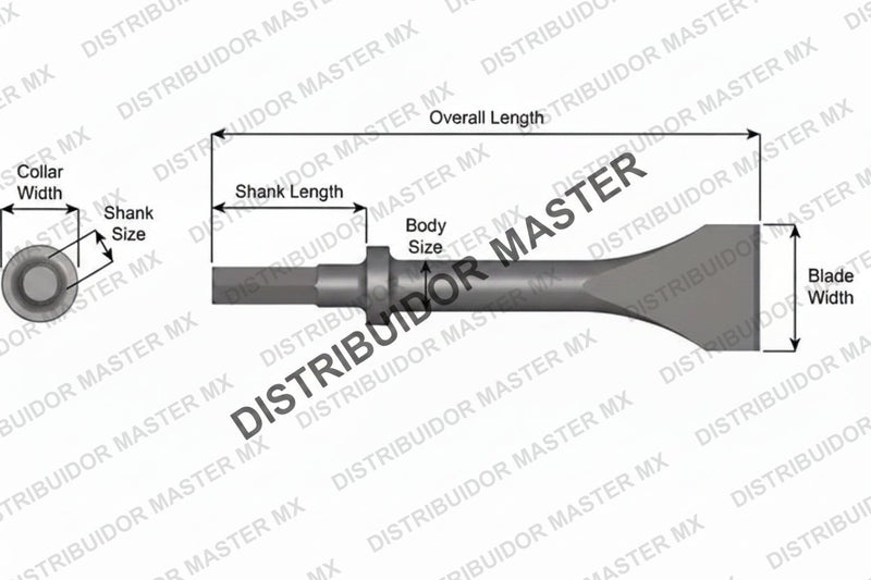 Ajax Tools 424-24 — Cincel Descascarador 2" Collar Redondo, Vástago .580" Hex, 24" (610 mm)