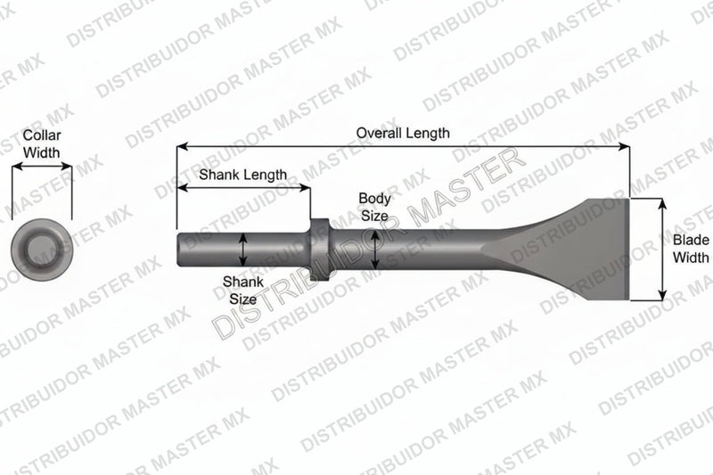 Ajax Tools 423-36 — Cincel Descascarador 2" Collar Redondo, Vástago .680" Redondo, 36" (914 mm)